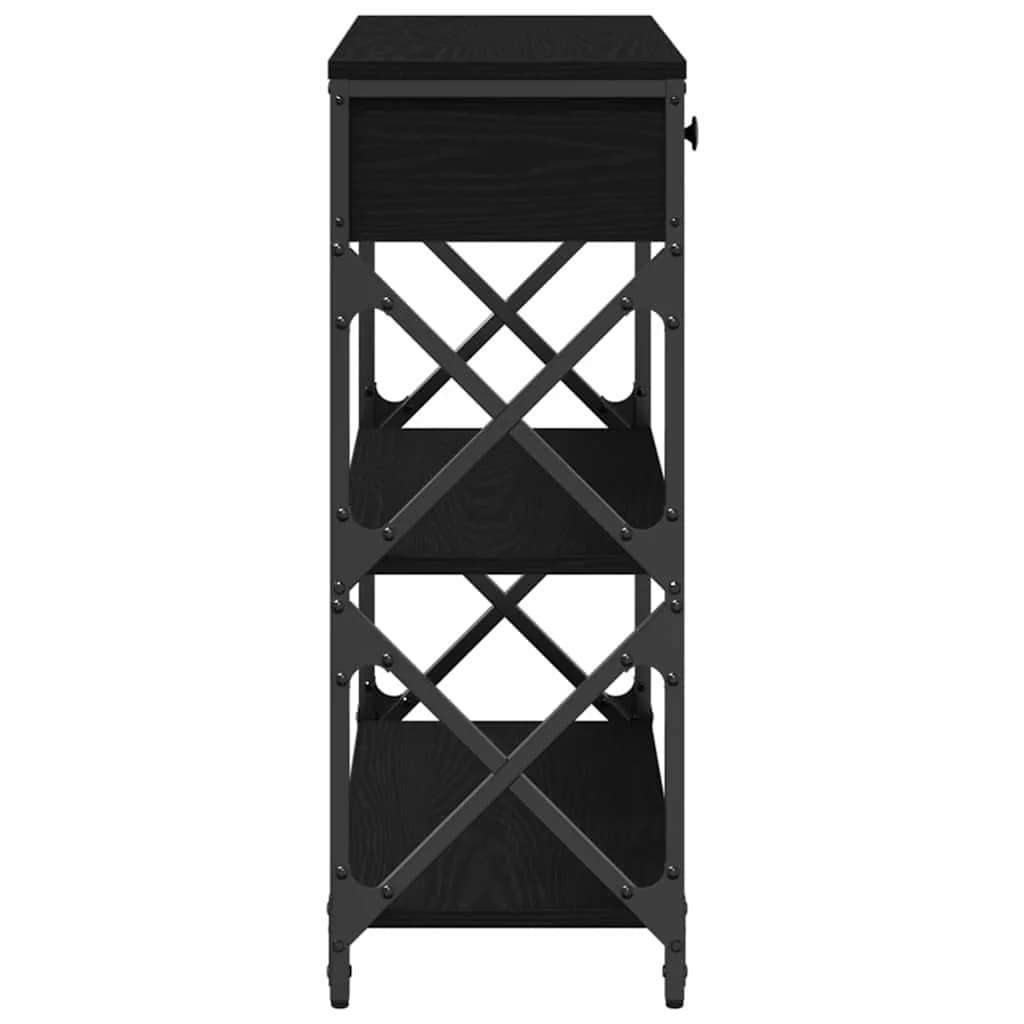 Konzolna miza s predalom s polico Črni hrast 75 x 28 x 75 cm - slika 4
