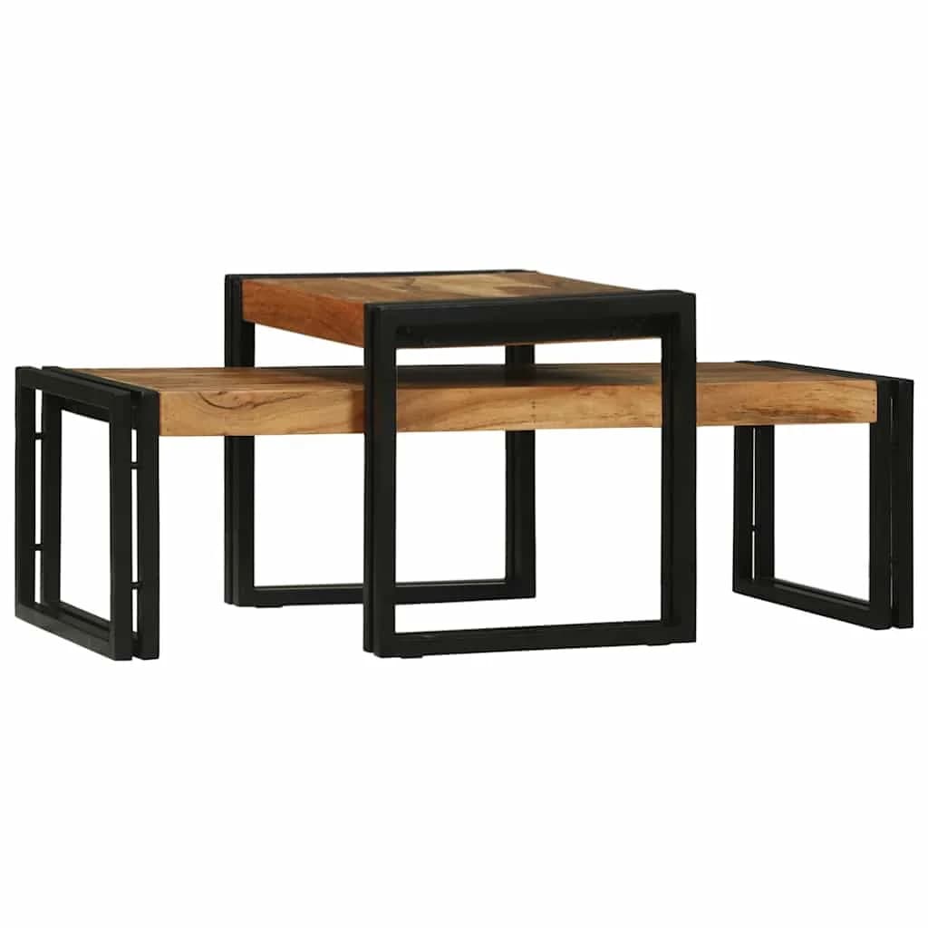 Klubska miza 2 kos Rjava 48 x 40 x 40 cm Masiven les akacije