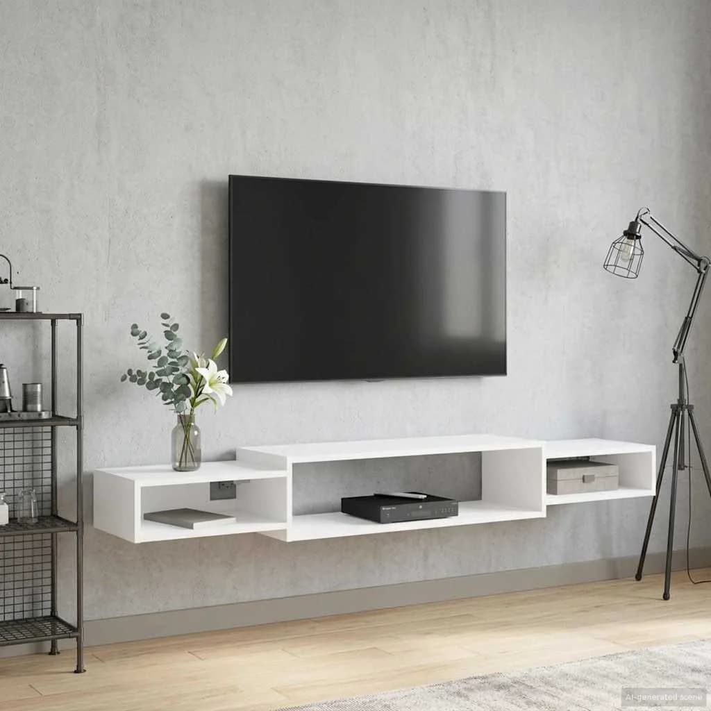 Stenska TV omarica Montaža za steno Bela 180 x 28 x 21 cm