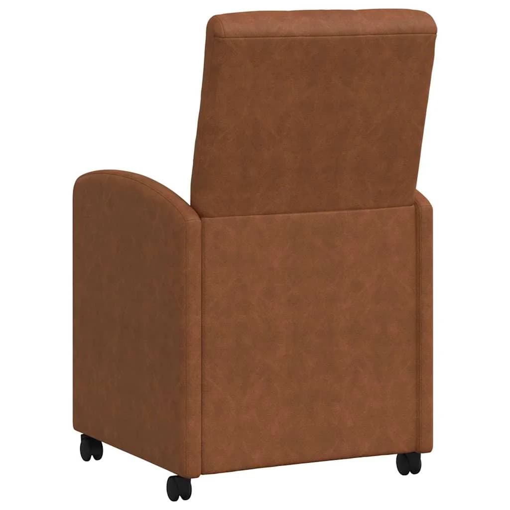 Jedilni stoli s kolesi 2 kos Umetna koža Rjava 58 x 67 x 97 cm - slika 6