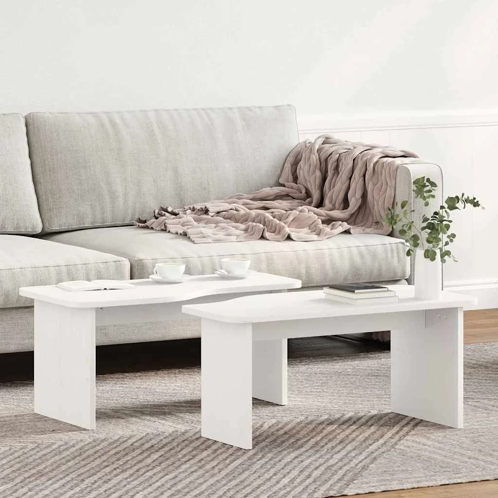 Klubska miza 2 kos Bela 100 x 69 x 35,5 cm Trdna borovina - slika 4