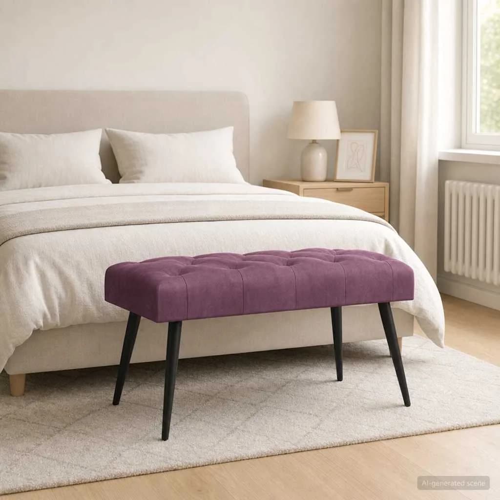 Klop s gumbnim oblazinjenjem Vijolična 80 x 40 x 46 cm Žamet - slika 3