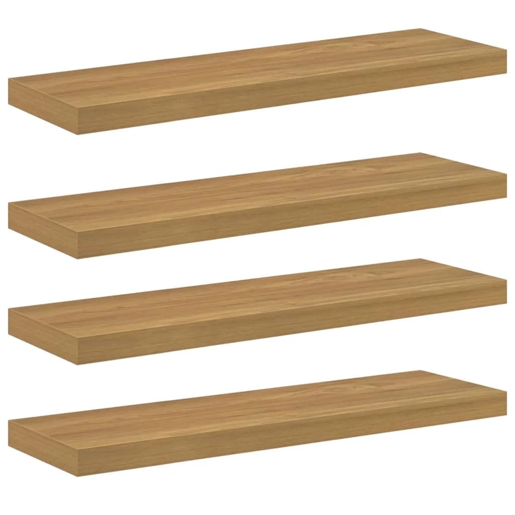 Stenska polica Montaža za steno 4 kos Rjava 80 x 23,5 x 3,8 cm - slika 2