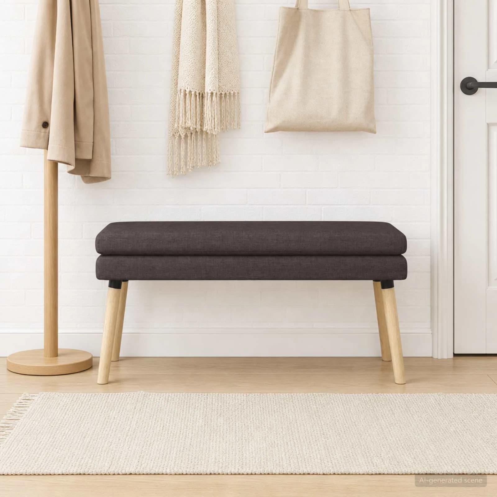 Dvojna klop Temno rjava 110 x 40 x 47 cm Blago - slika 4