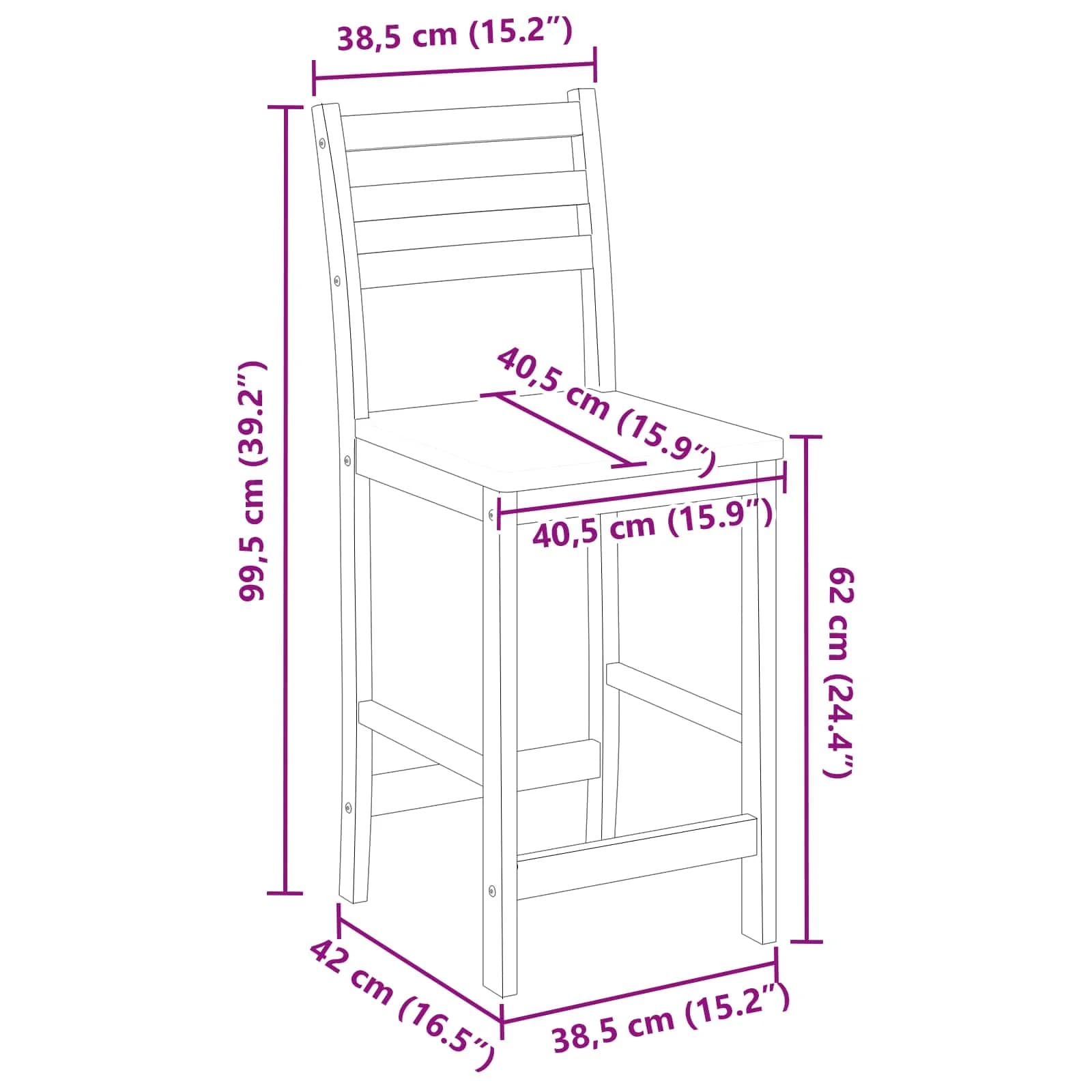 Jedilni stoli 2 kos Masivno gumovo les Bela 40 x 47,5 x 99,5 cm - slika 11