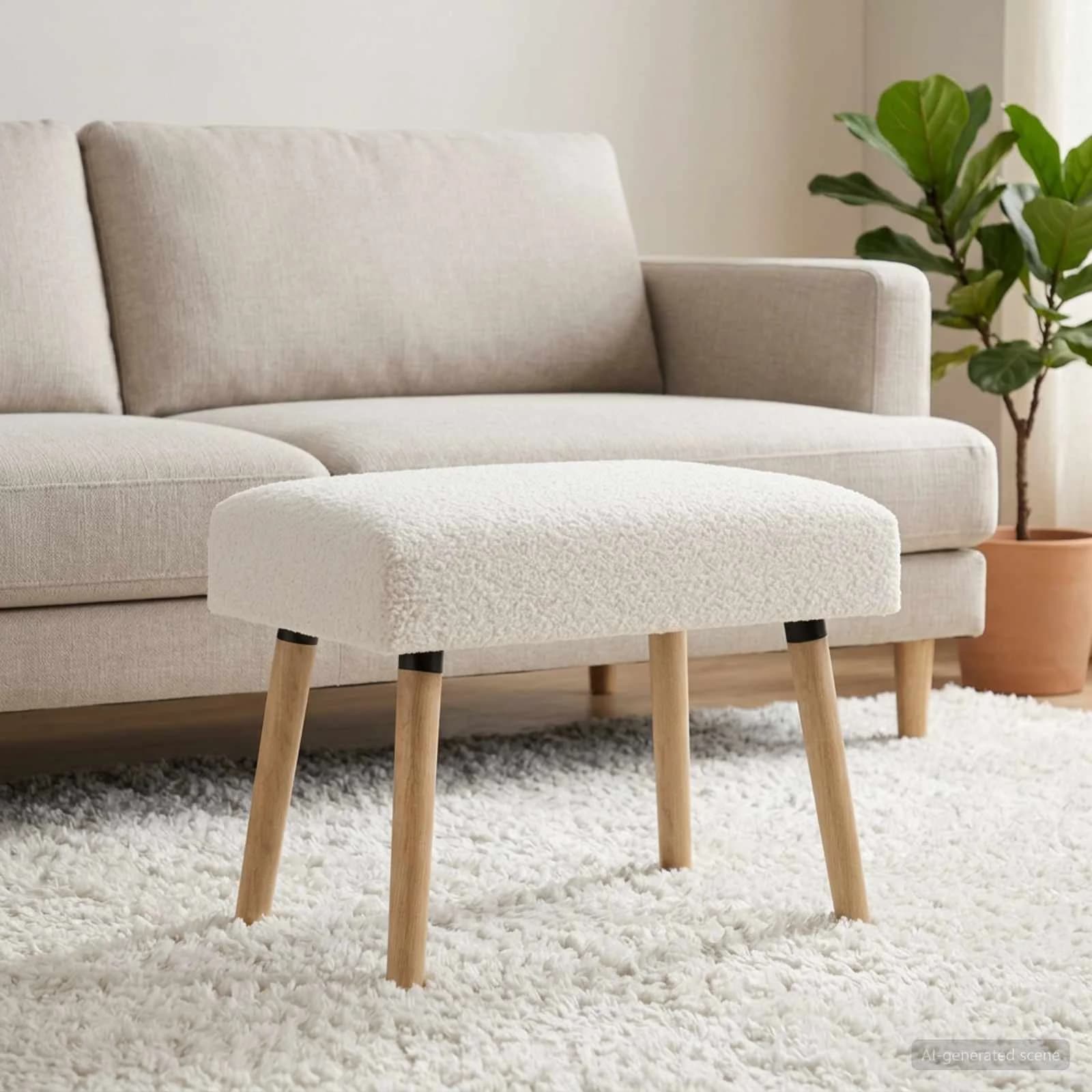 klop Enobarvno Krem 60 x 40 x 45 cm Bouclé - slika 4