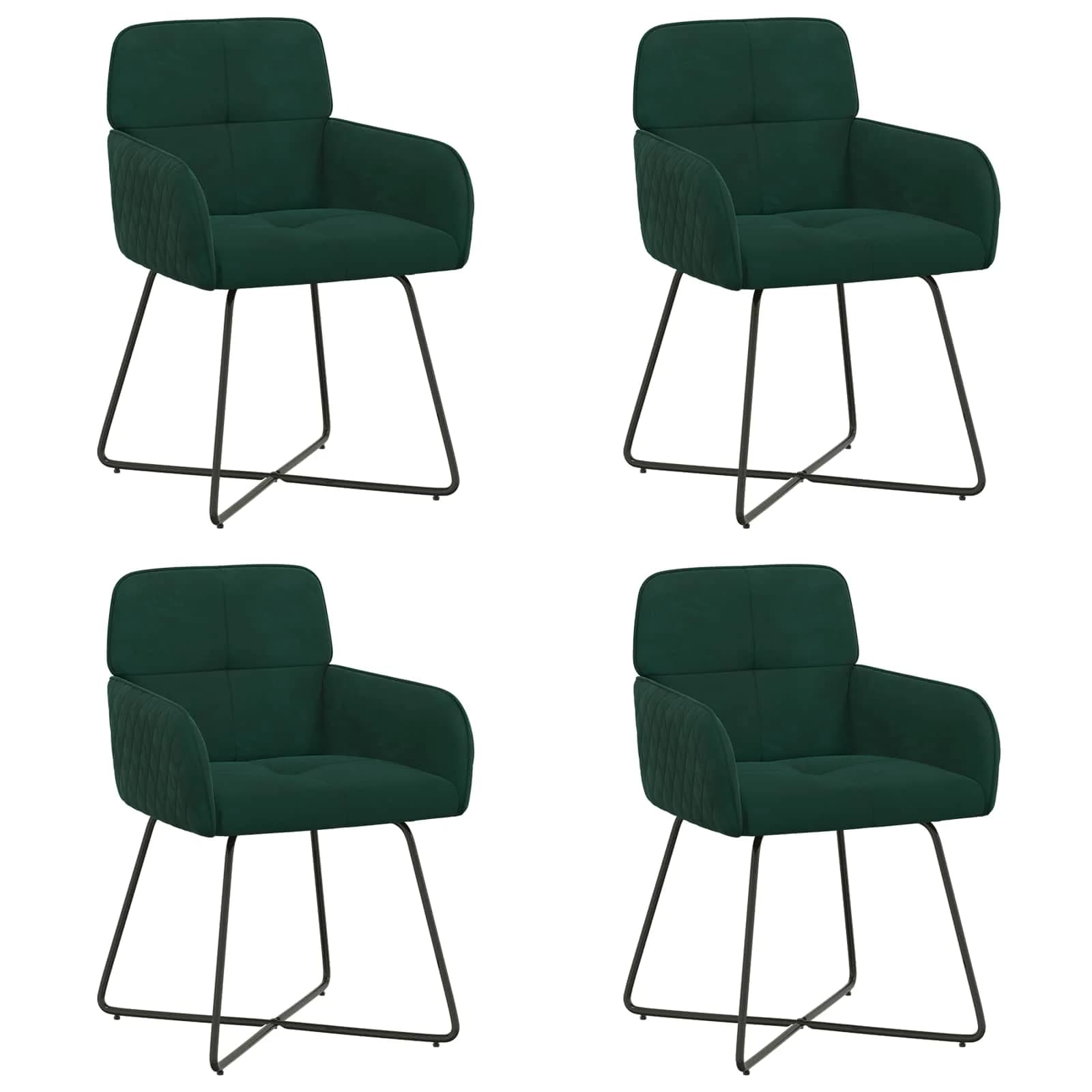 Jedilni stoli 4 kos Žamet Temno zelena 59 x 56,5 x 86 cm - slika 2