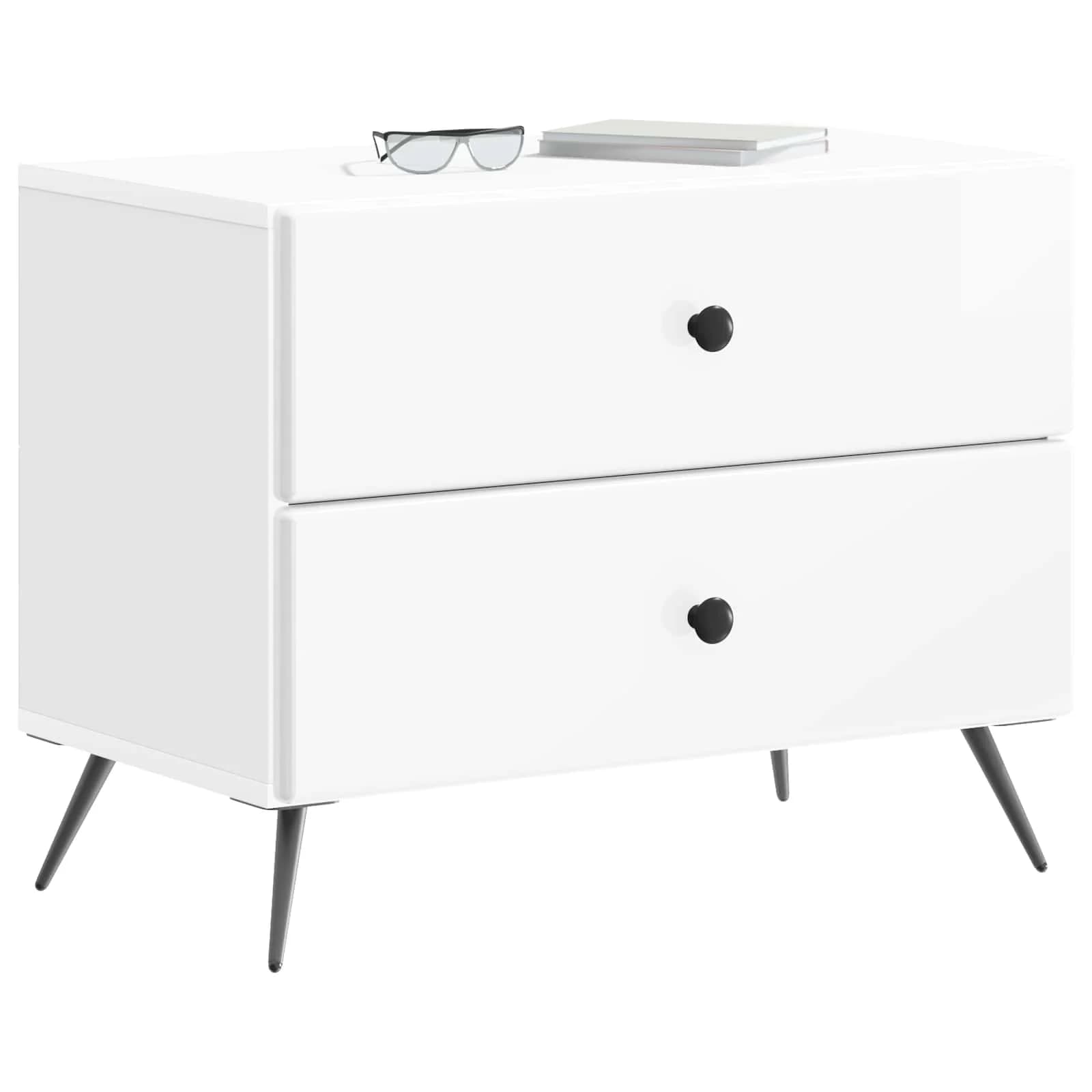 Nočna omarica s predalom Bela visok sijaj 62 x 34,5 x 47,5 cm - slika 3