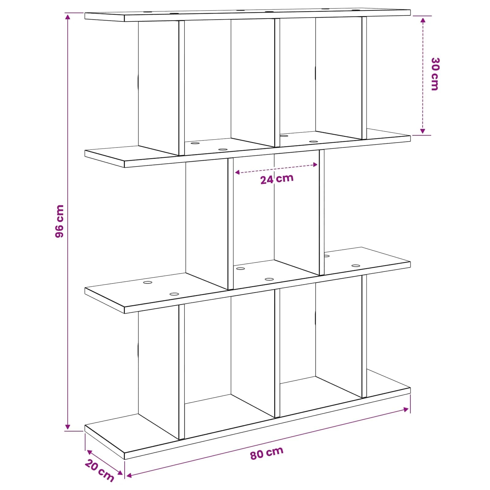 Stenska polica Betonsko siva 80 x 20 x 96 cm Inženirski les - slika 8
