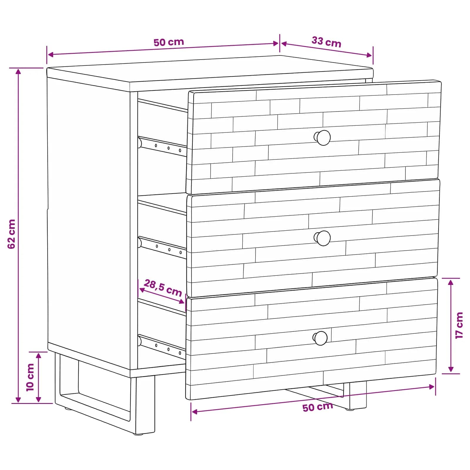 Posteljna omarica Rjava 50 x 33 x 62 cm Masiven les manga - slika 11