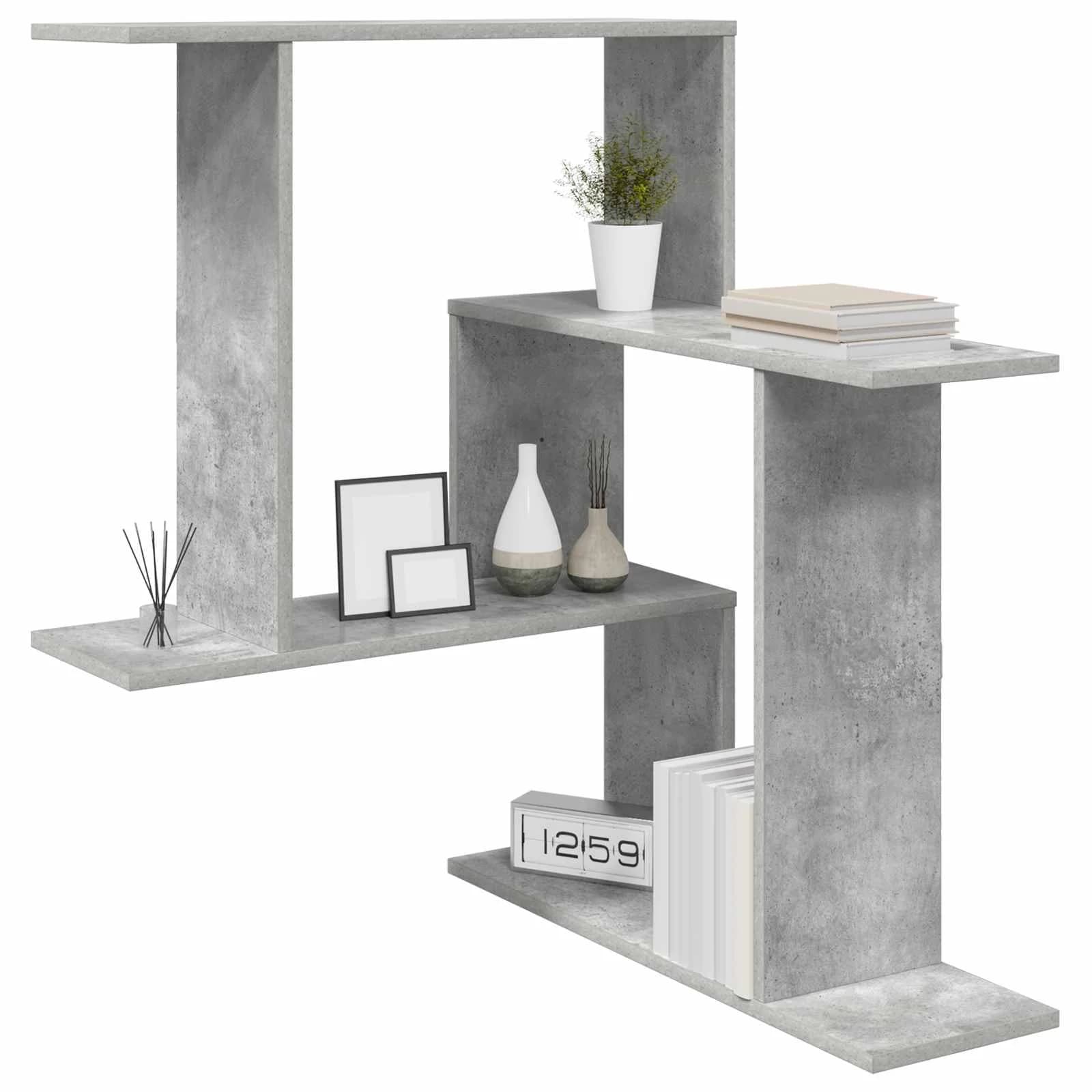 Stenska polica Betonsko siva 67 x 67 x 87 cm Inženirski les - slika 3