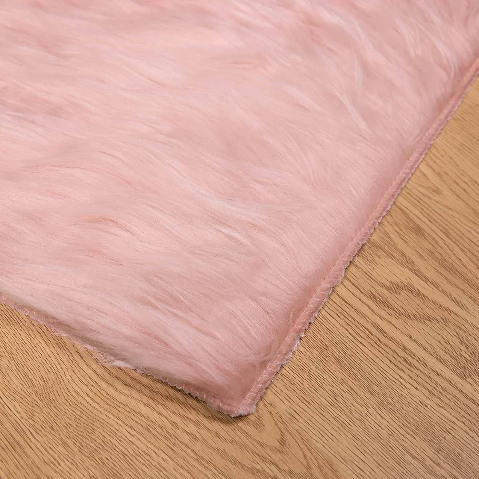 Preproga iz umetnega ovčjega krzna TAFALLA Roza 200 x 200 cm - slika 7