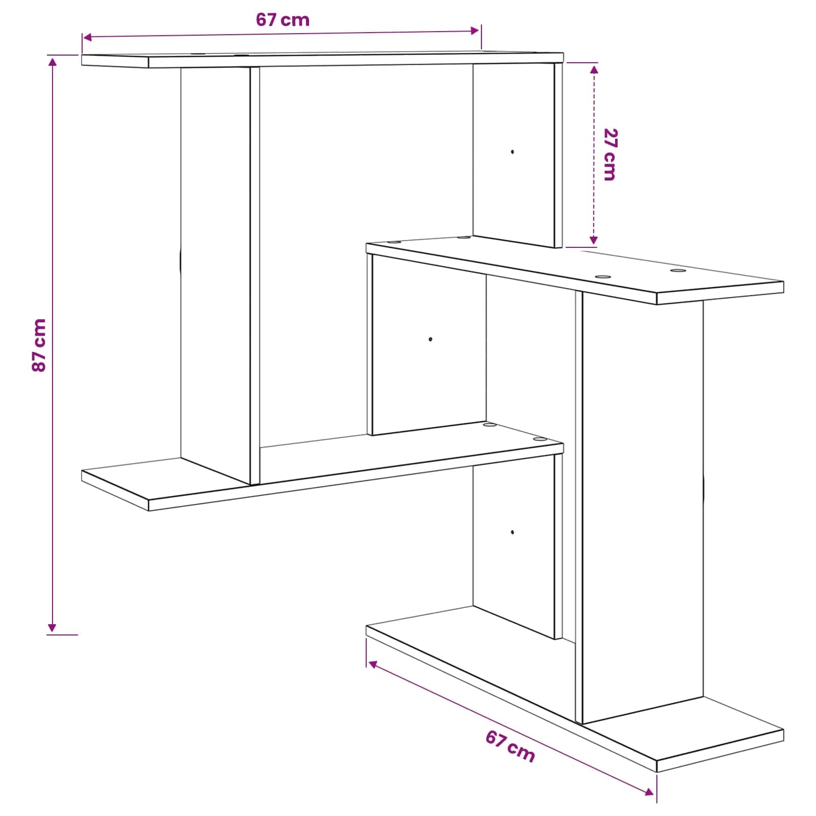 Stenska polica Sonoma hrast 67 x 67 x 87 cm Inženirski les - slika 8