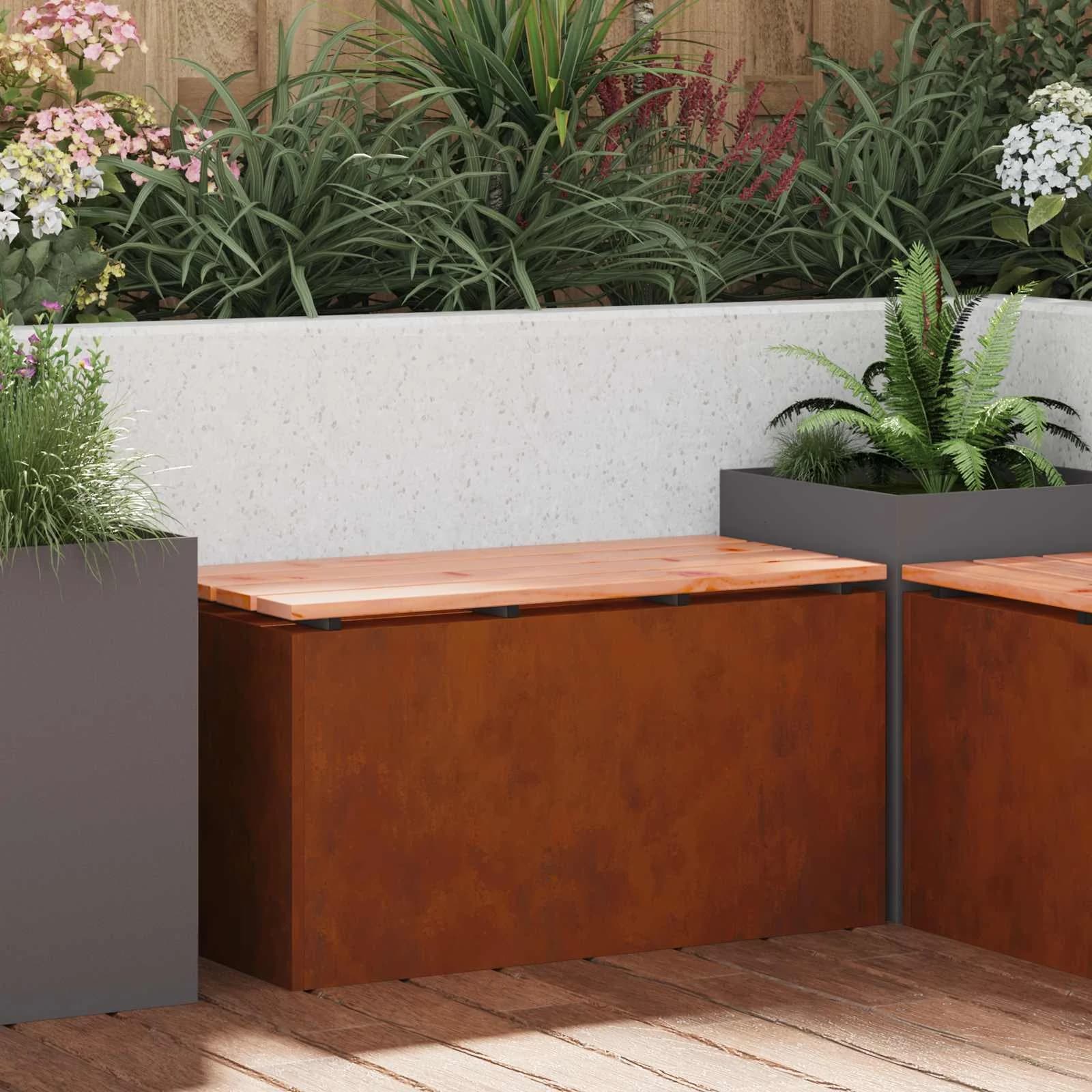 Vrtna klop 2 -Seater 80 x 40 x 43 cm Odporno jeklo Rjav