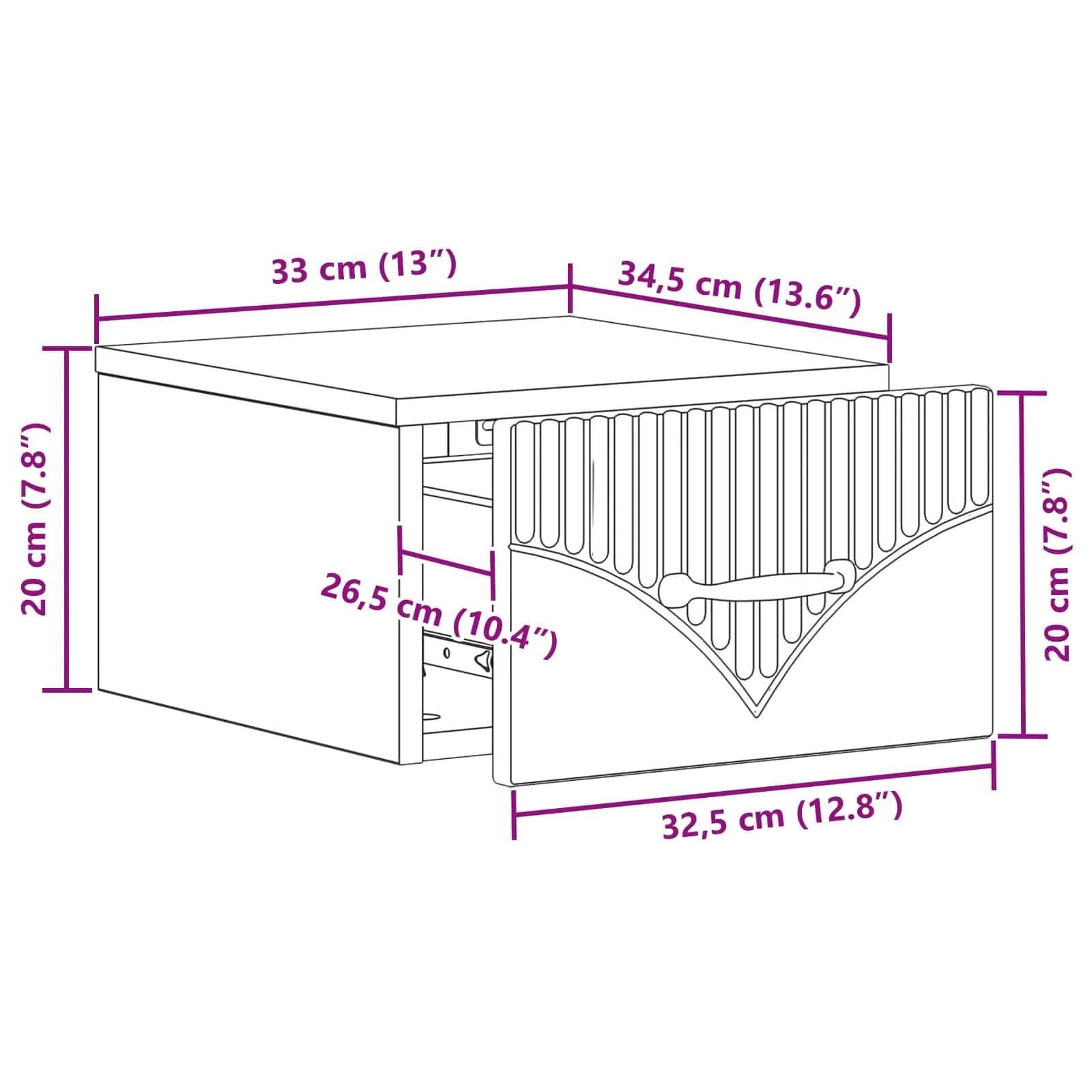 Stenski nočni omarici 2 kos Siva Sonoma 34,5 x 33 x 20 cm - slika 11
