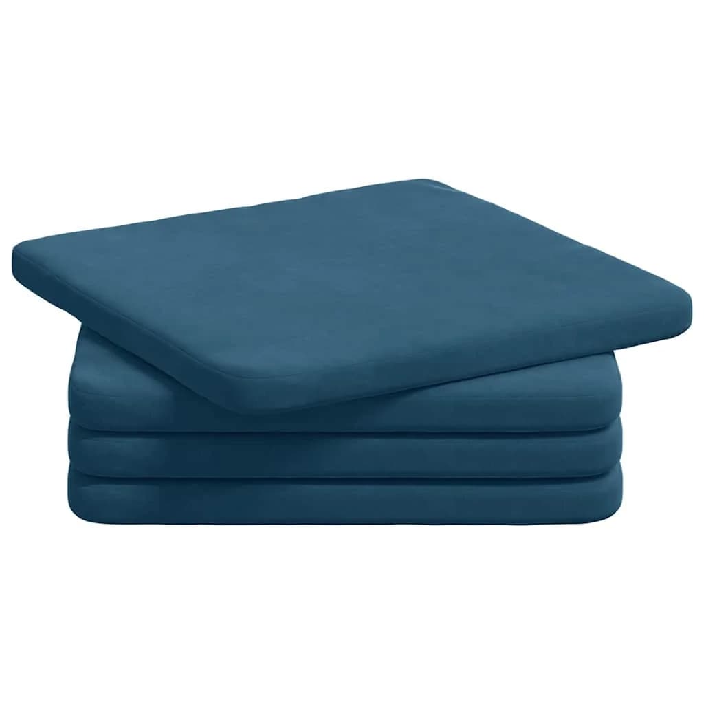 Sedežne blazine 4 kos Žamet Modra 40 x 40 x 3 cm - slika 2