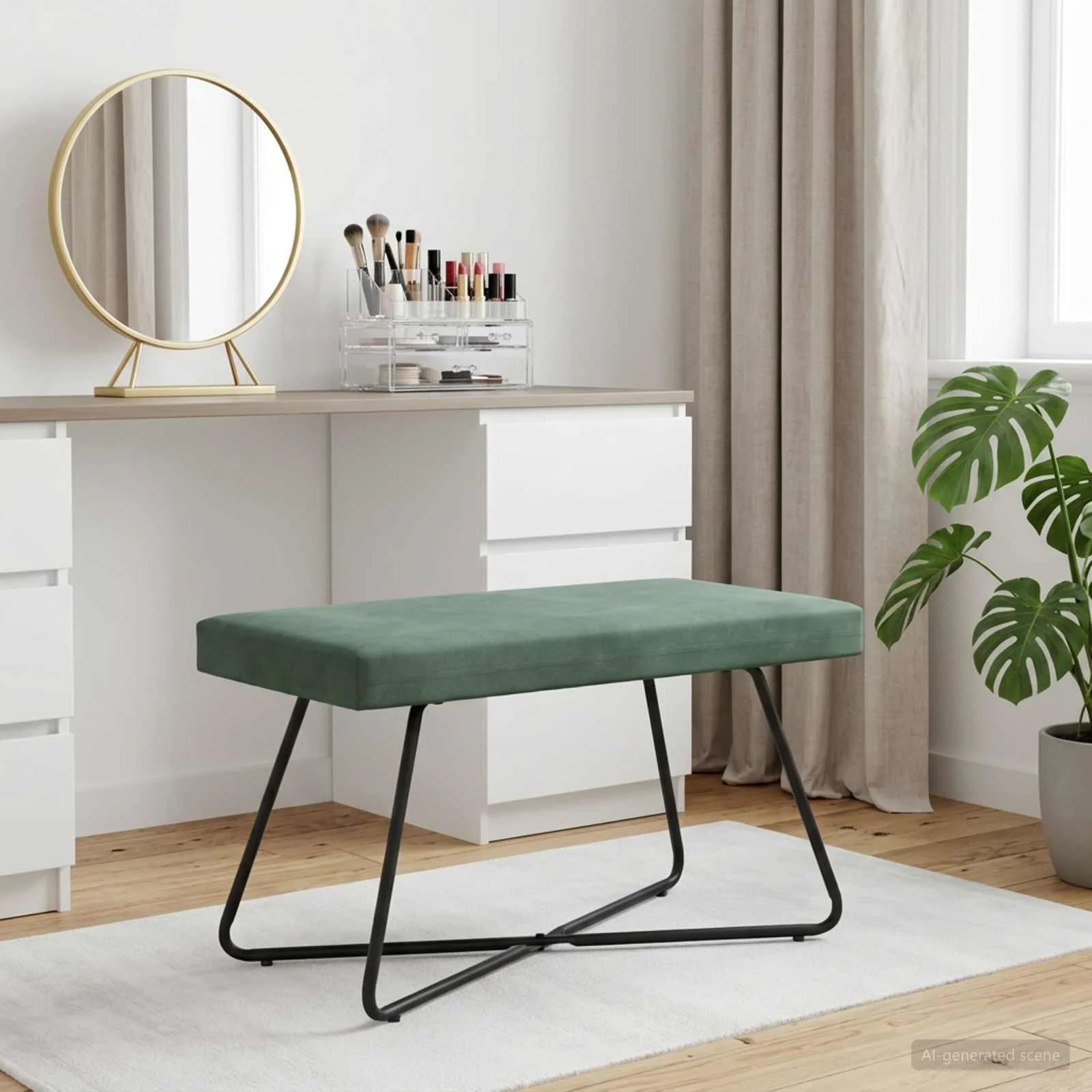 klop Morsko zelena 80 x 40 x 45 cm Žamet - slika 3
