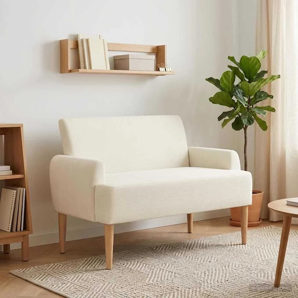 Dvojnica s gumbi Krem 116 x 67 x 81 cm Žametna tkanina