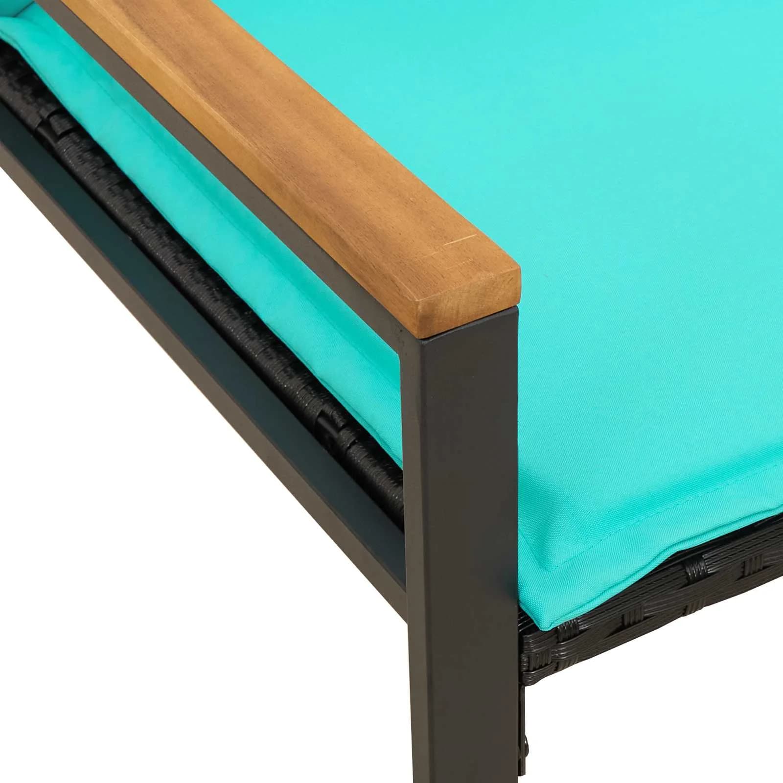 klop z blazino Črna in turkizna 115 x 65 x 72 cm Ratan - slika 10