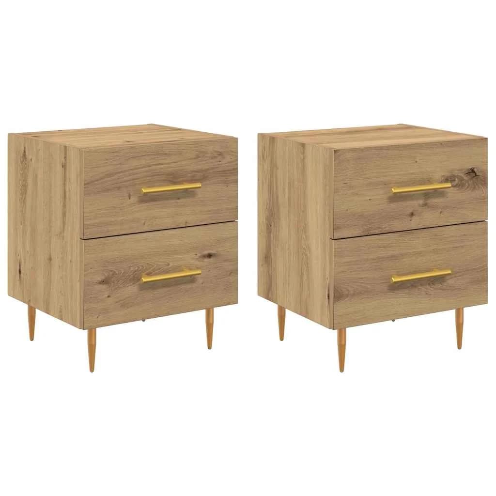 Nočna omarica 2 kos Umetni hrast 40 x 35 x 47,5 cm - slika 2