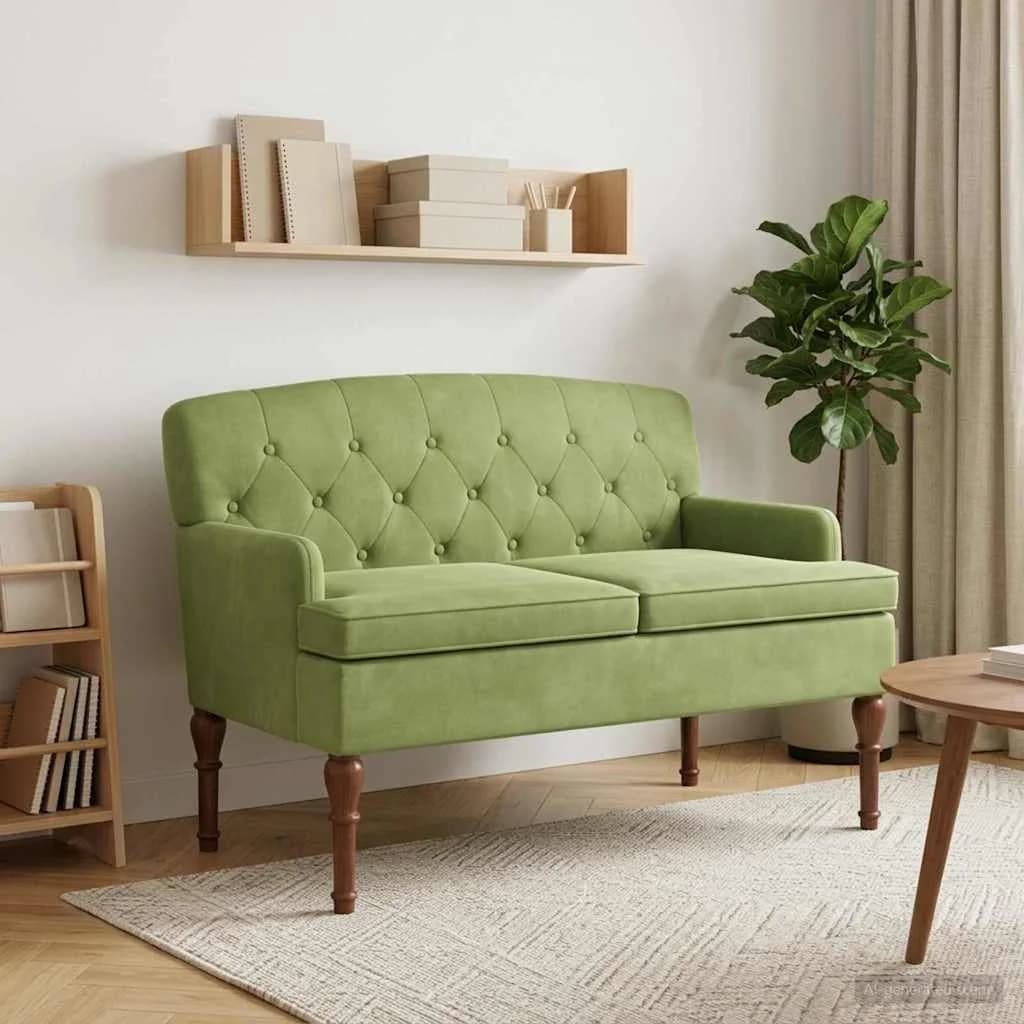 Dvojnica s gumbi Svetlo zelena 111 x 65 x 79 cm Žamet