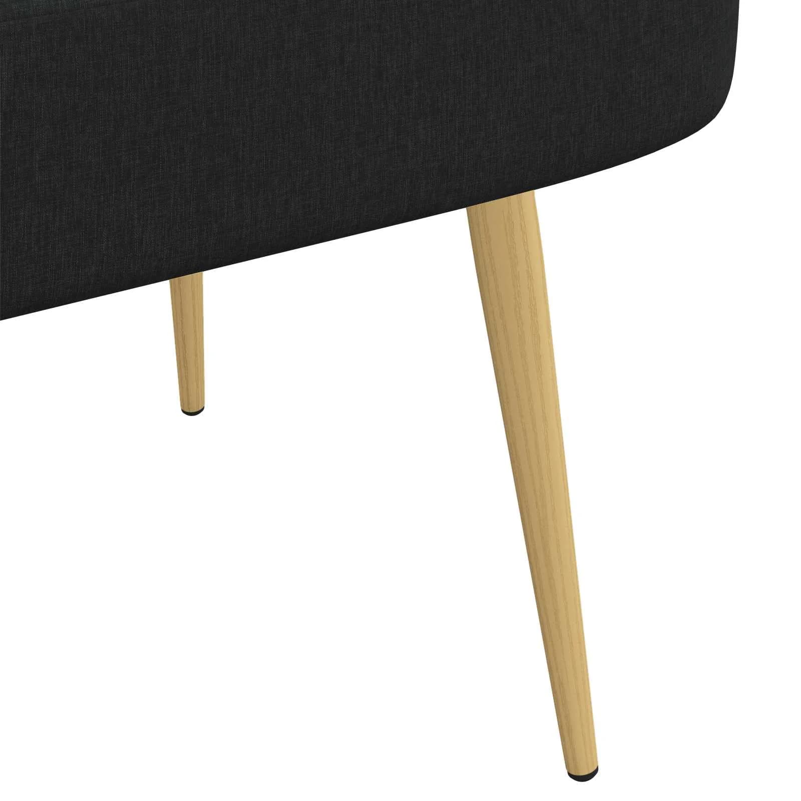 Oblazinjena klop z naslonom Črna 110 x 60 x 76 cm Poliester - slika 6