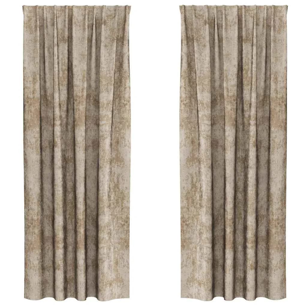 Velvete zavese 2 kos Šampanjec 225 x 140 cm Žamet - slika 2