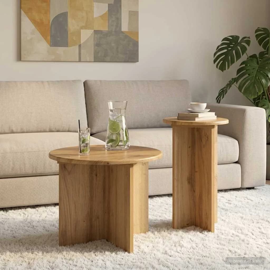Komplet stranskih mizic 2 kos Artisan hrast Ø 45 x 35 cm - slika 4