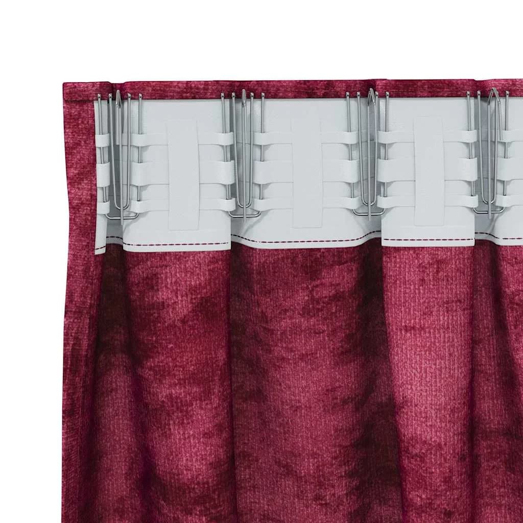 Velvete zavese 2 kos vinsko rdeča 175 x 140 cm Žamet - slika 5