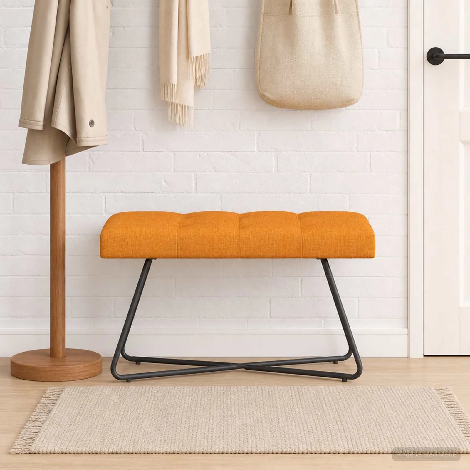 Klop s gumbnim oblazinjenjem Temno rumena 80 x 40 x 46 cm Blago