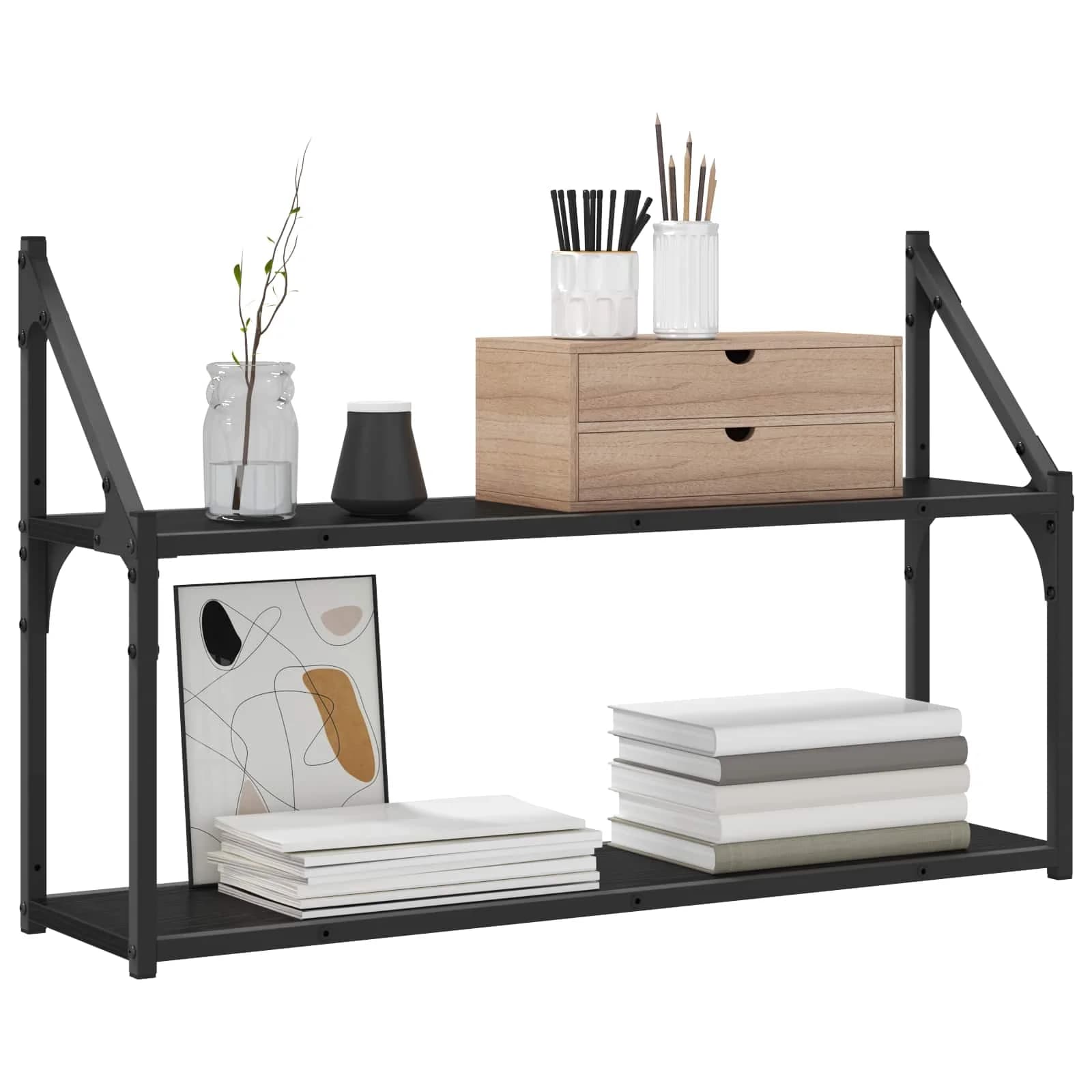 Stenska polica Montaža za steno Črni hrast 80 x 21 x 51 cm - slika 3