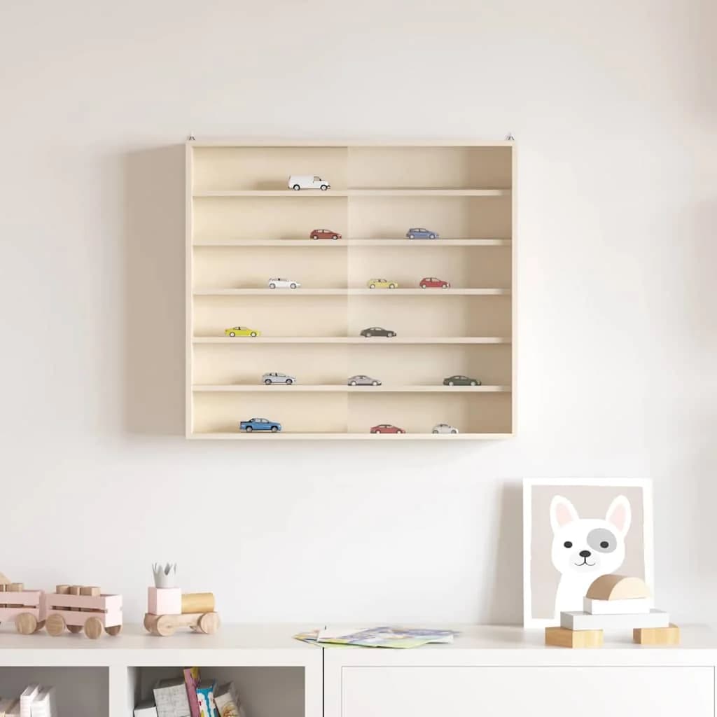 Stenska vitrina s polico Bež 60 x 8,5 x 54 cm Vezani les