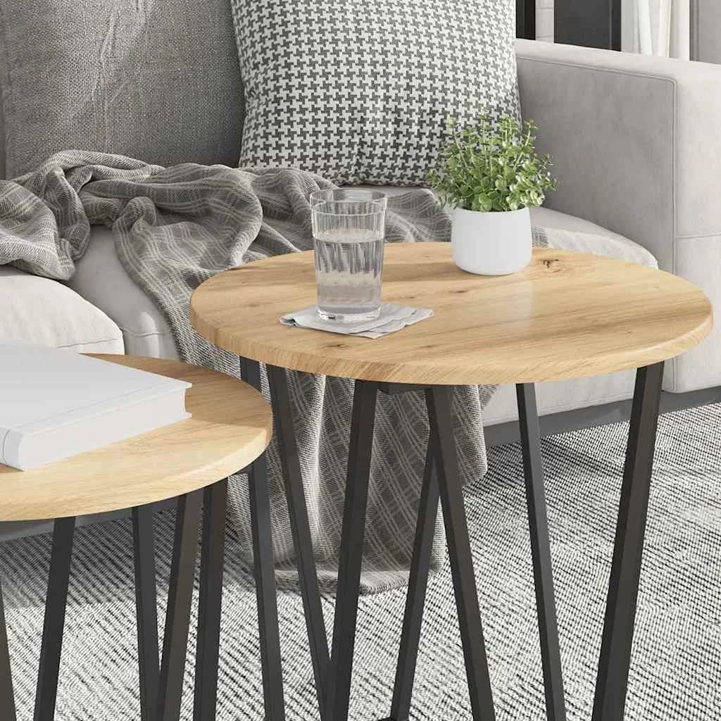 Komplet stranskih mizic 2 kos Artisan hrast in črna - slika 4