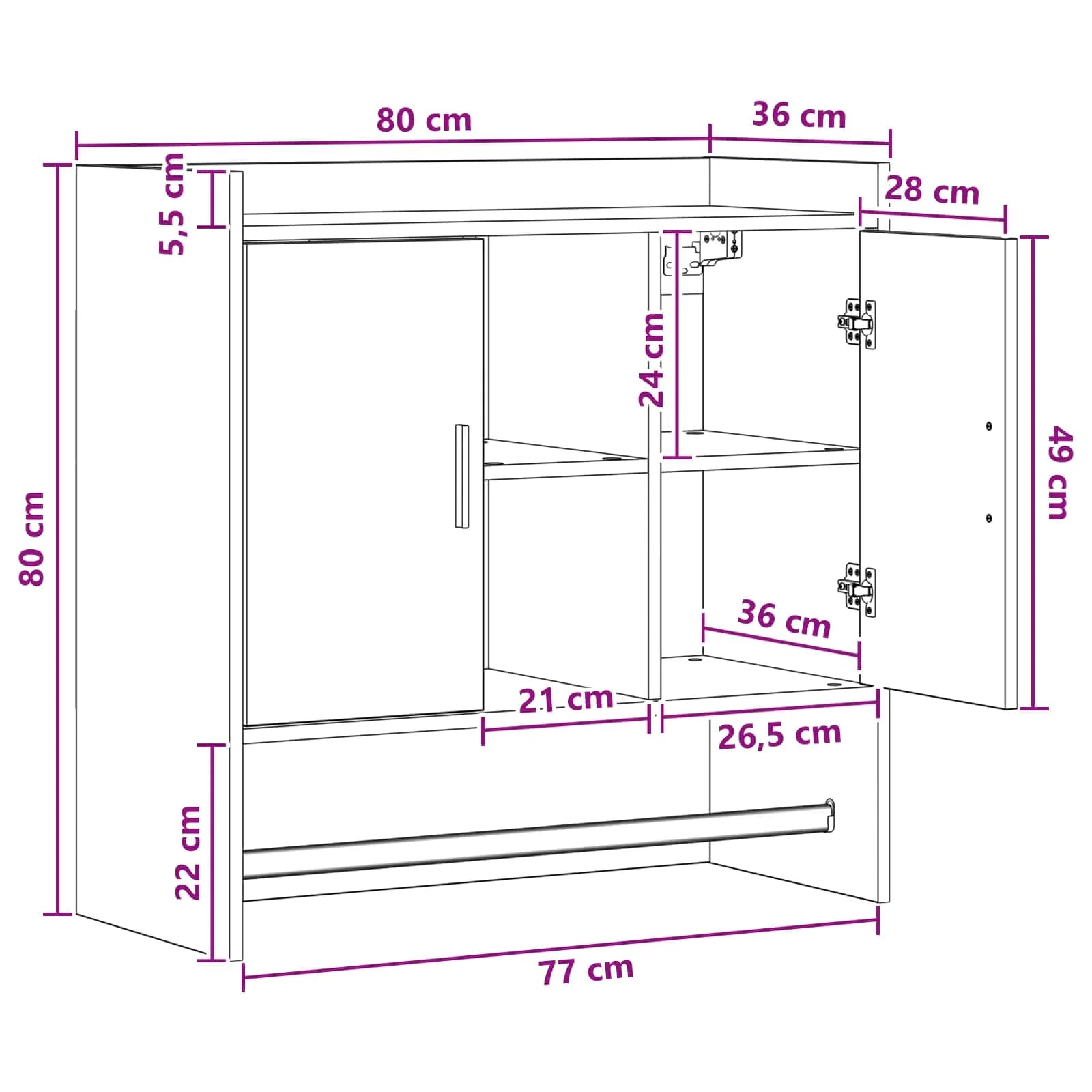 Stenska polica Montaža za steno Sonoma hrast 80 x 36 x 80 cm - slika 8