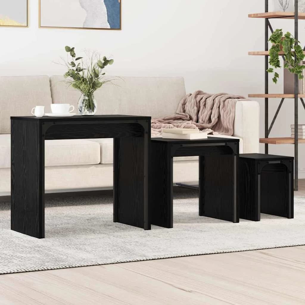 Klubska miza 3 kos Črna Orehovina 60 x 35 x 56 cm