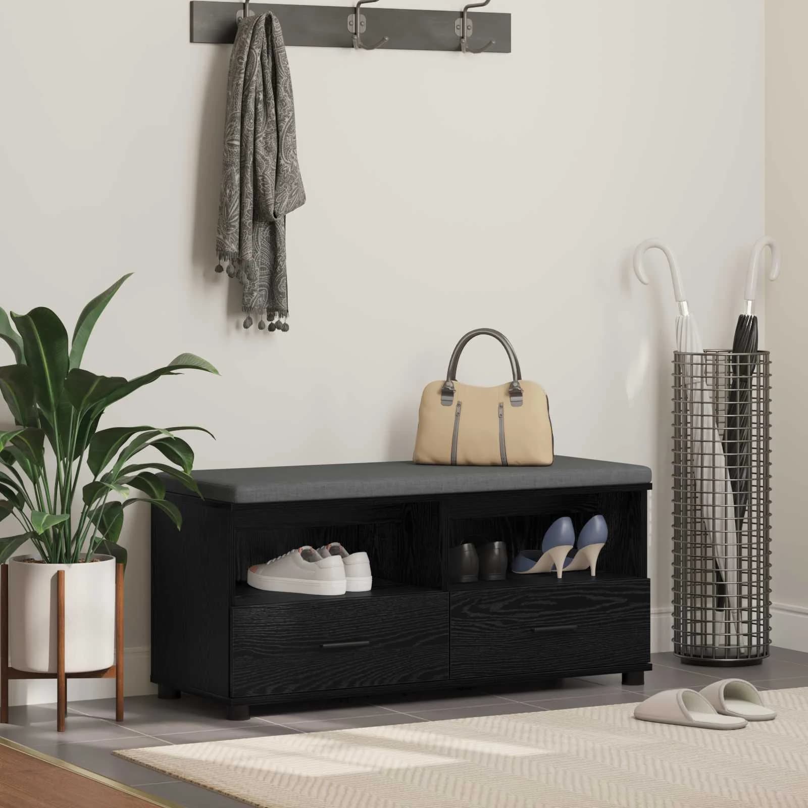 Haldna klop z blazino s predalom Črni Hrast 100 x 38 x 46 cm