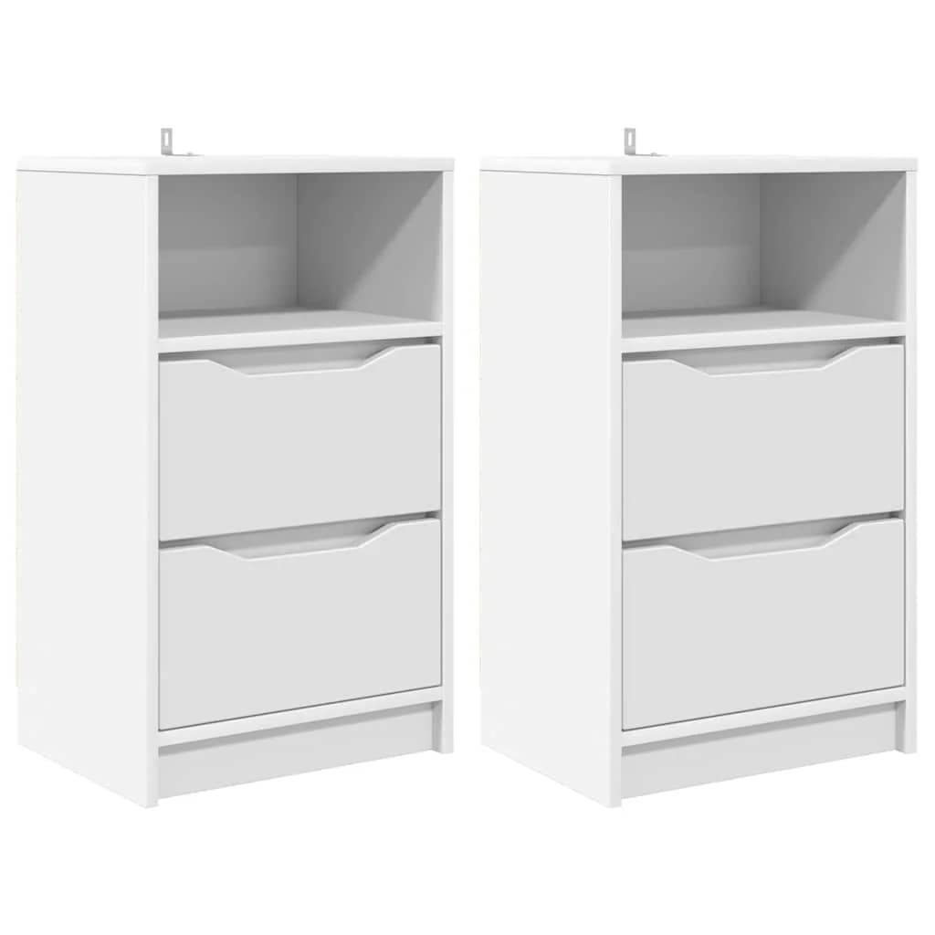 Posteljne mize 2 kos Bela 40 x 30 x 467 cm Inženirski les - slika 2
