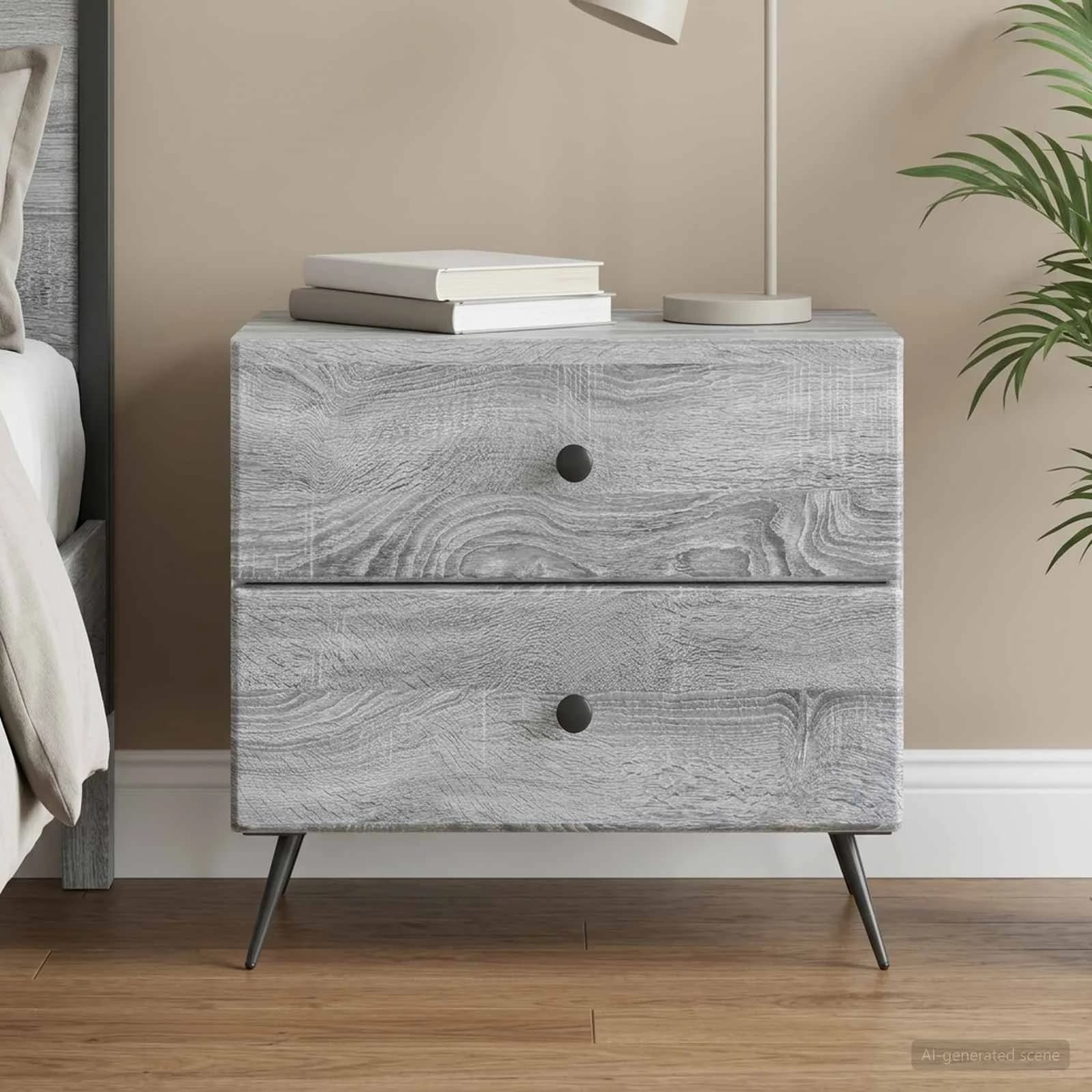 Nočna omarica Siva Sonoma 62 x 34,5 x 47,5 cm Inženirski les