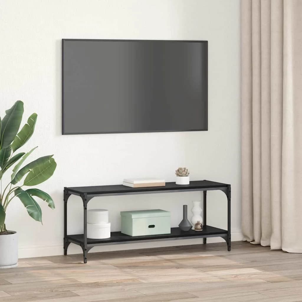 TV omarica Črna Orehovina 100x33x41cm Inženirski les in železo - slika 4