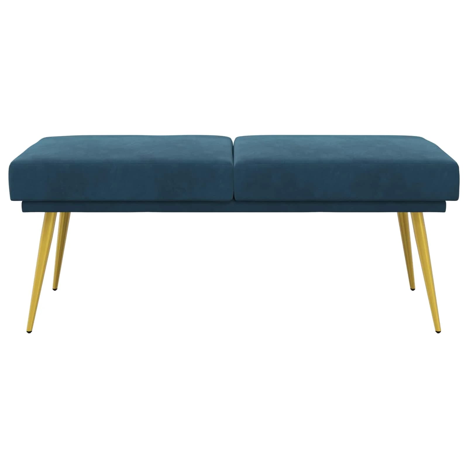Dvojna klop Modra 120 x 45 x 46 cm Žamet - slika 5