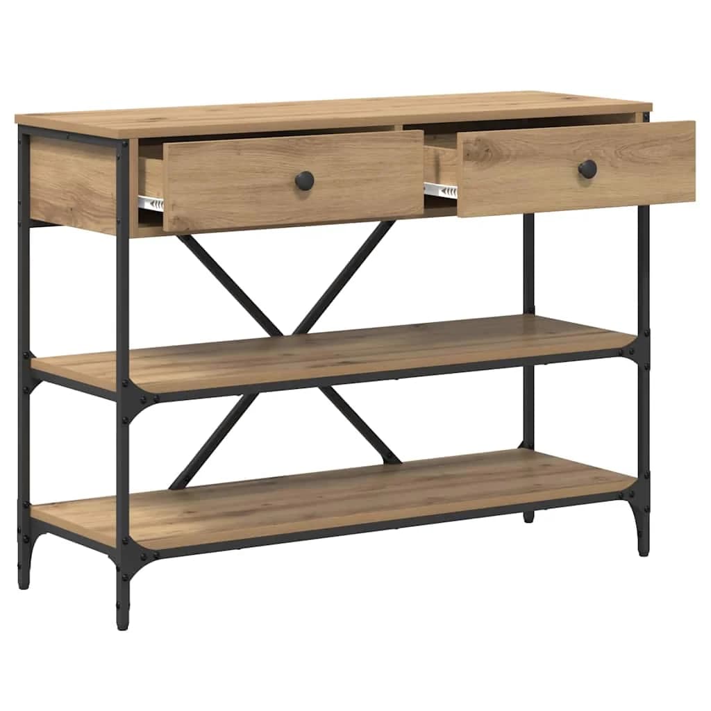 Konzolna miza Rjava 100 x 34,5 x 75 cm les - slika 5