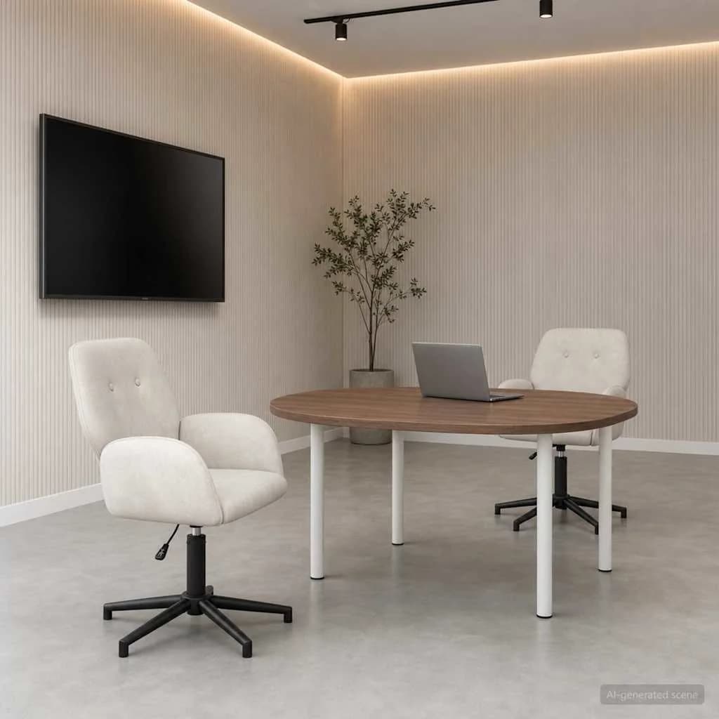 Vrteči pisarniški stoli 2 kos 54 x 55 x 90 cm Krem Žamet