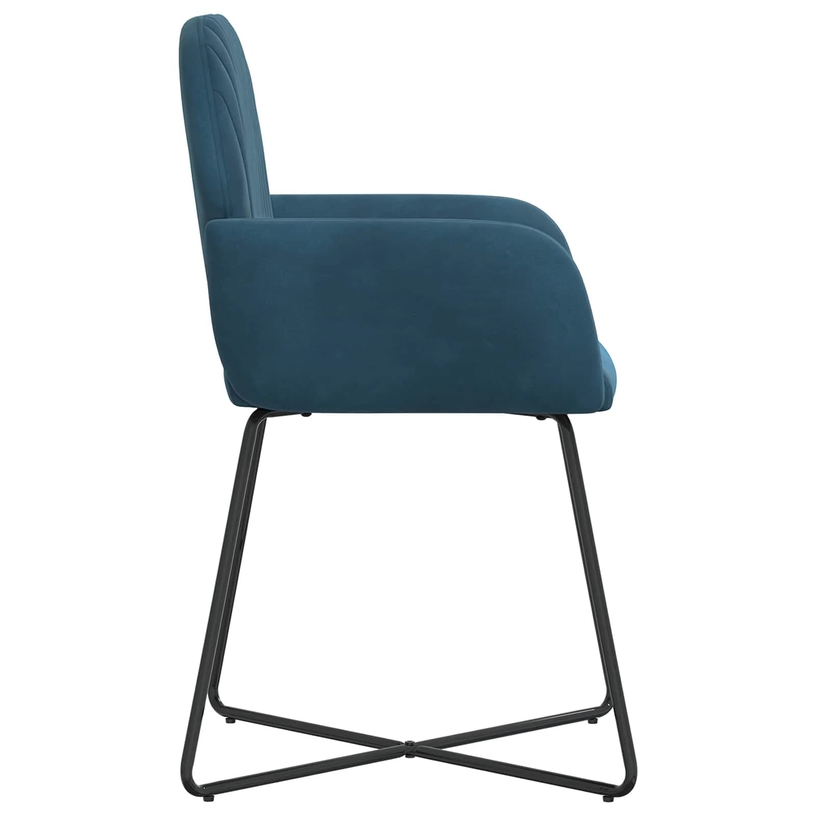 Jedilni stoli 4 kos Žamet Modra 55 x 50 x 84 cm - slika 4