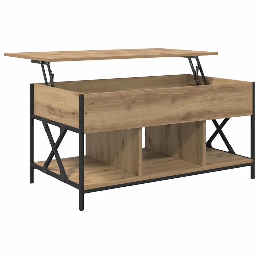Klubska miza Umetni hrast 100 x 55 x 48.5 cm Inženirski les - slika 5