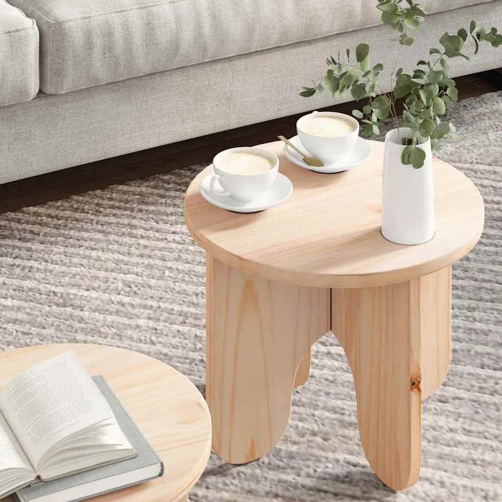 Klubska miza 2 kos Naravna 39.5 x 39.5 x 30 cm Trden borov les - slika 4
