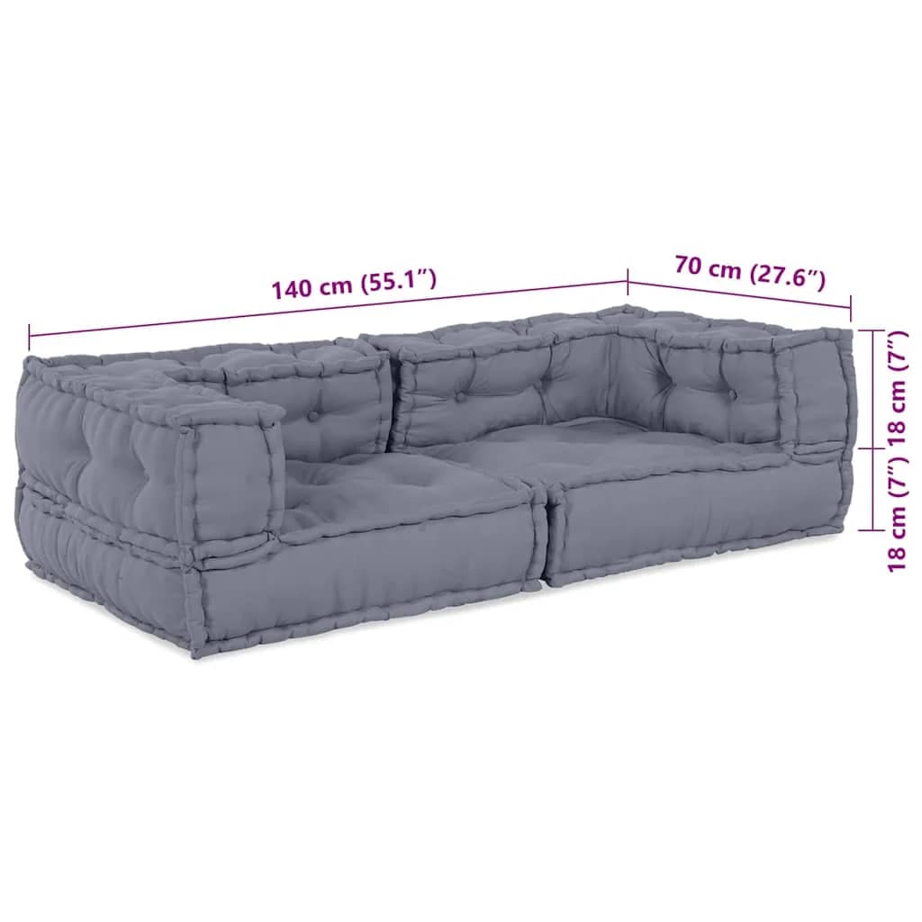 Modularna sedežna enota 3 kos Blago Siva 140 x 70 x 36 cm - slika 10