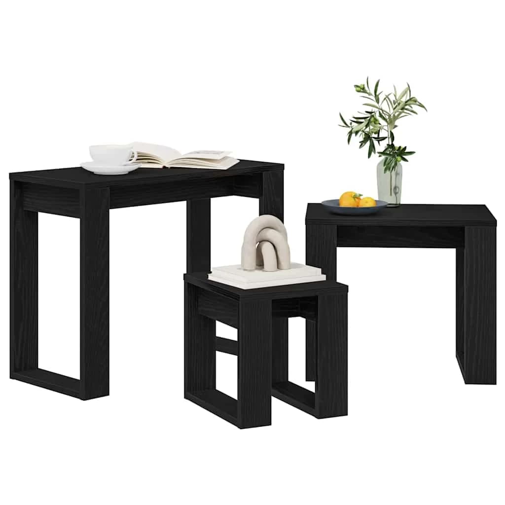 Gnezditvene mize 3 kos Črna Orehovina 61 x 28 x 47 cm - slika 3