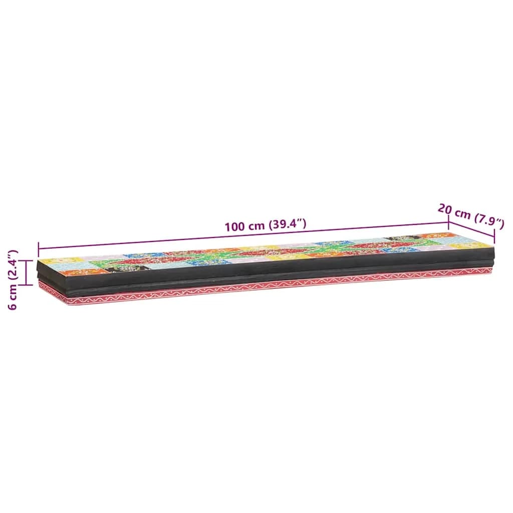 Stenske police večbarvno 100 x 20 x 6 cm Masiven les manga - slika 10