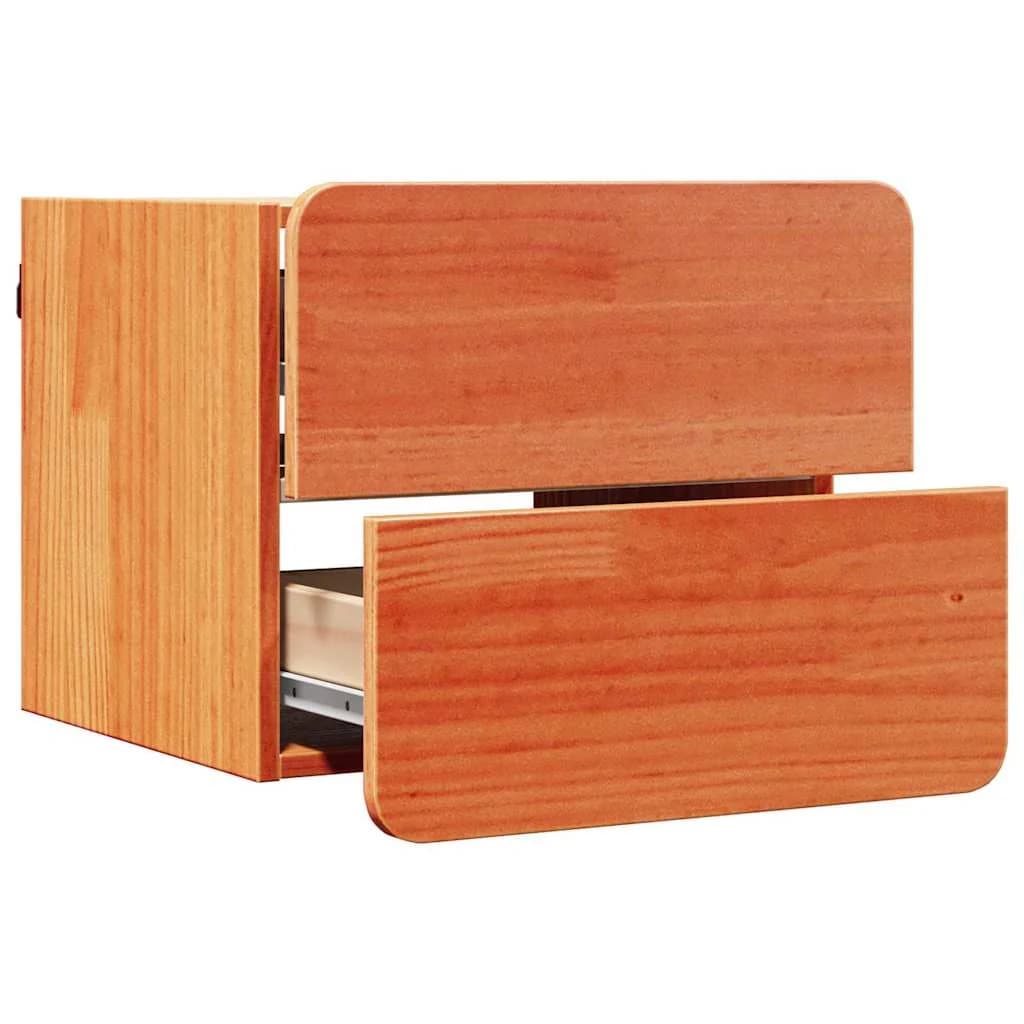 Nočna omarica Voskast rjav 39 x 34 x 33 cm Trdna borovina - slika 5