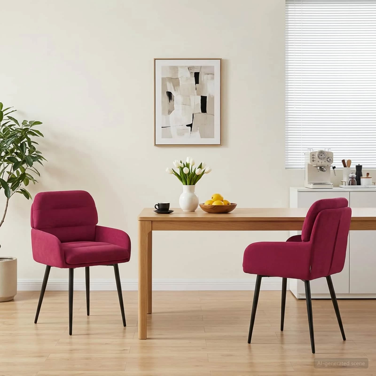Jedilni stoli 2 kos Žamet Vinorodna rdeča 59 x 59,5 x 90 cm